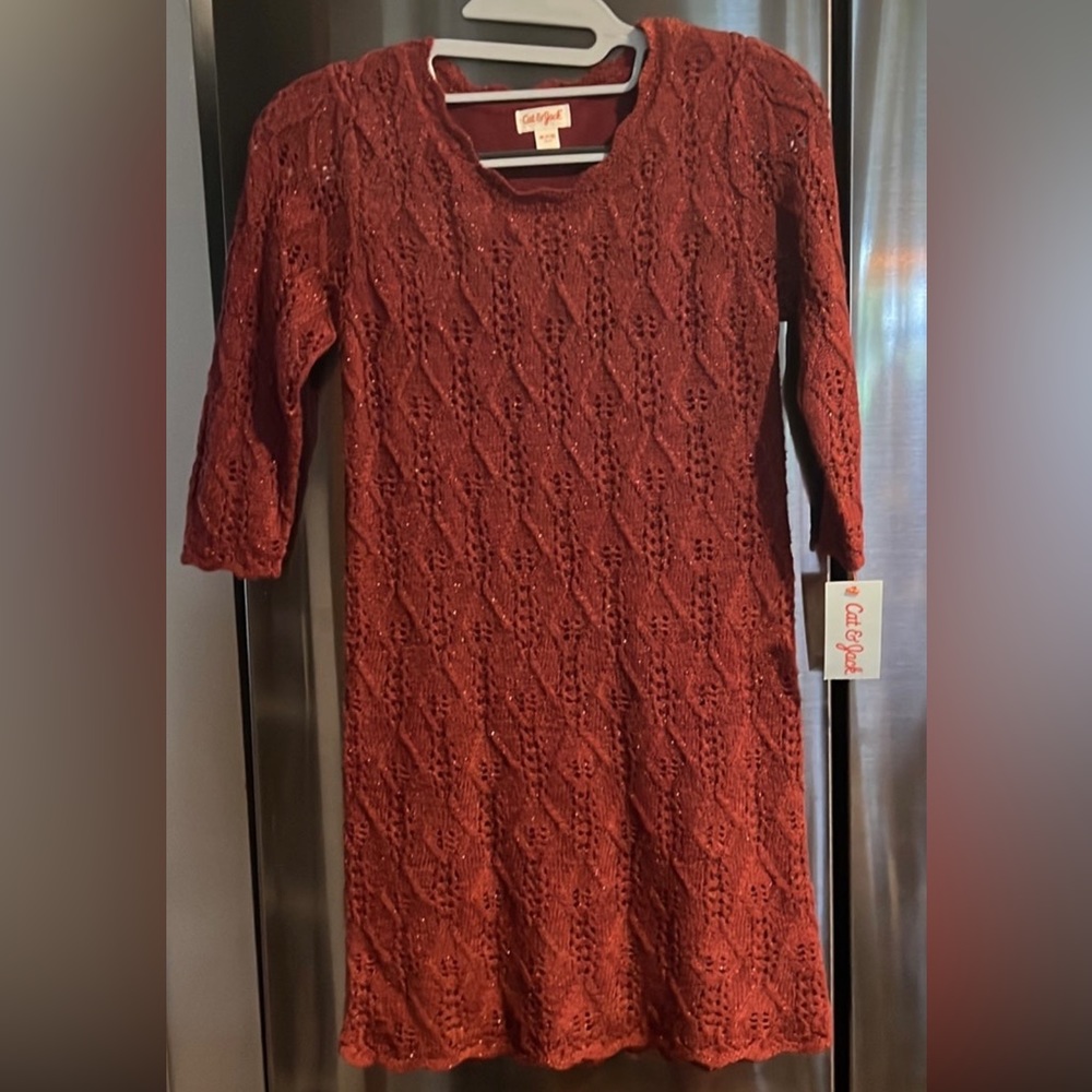 Girls maroon knit dress- tags still on. Size 7/8